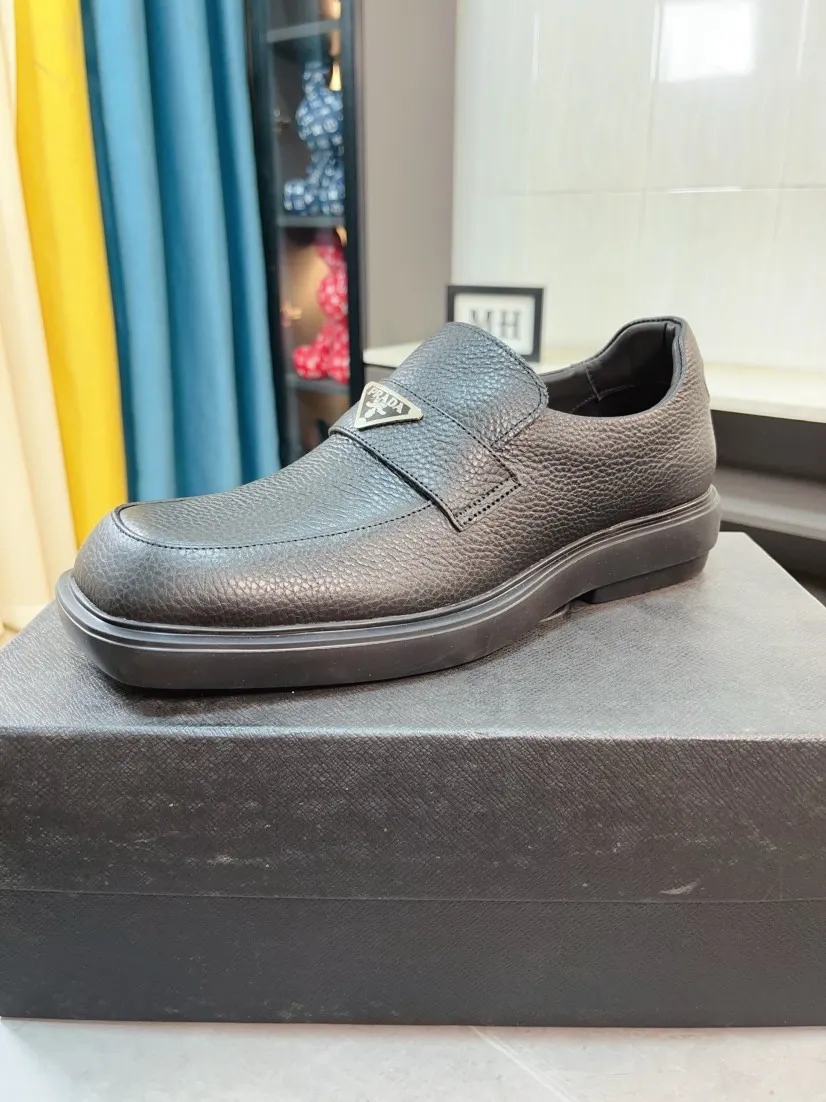 Men's shoes 💰540🌹🌹【PRADA Leather Shoes】Top purchasing agency Original imported Italian custom-made open-edge beaded cowhide leather surface, fully imported water-dyed breathable cowhide lining, original factory special molded sole super comfortable, size: 38-44